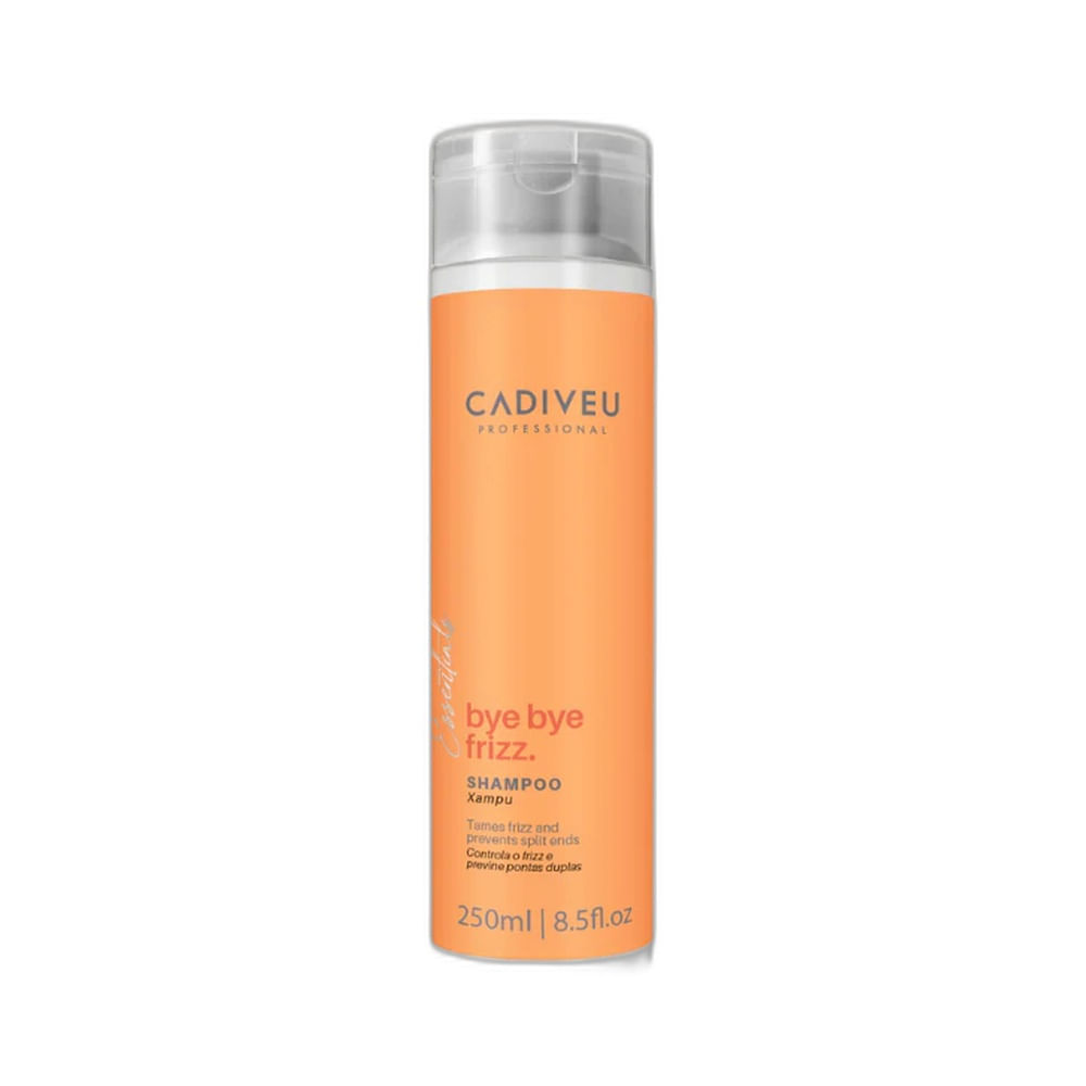 Condicionador Cadiveu Bye Bye Frizz 250ml embalagem laranja com tampa transparente